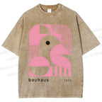 Unisex Bauhaus Art Geometry Printed Washed Tee