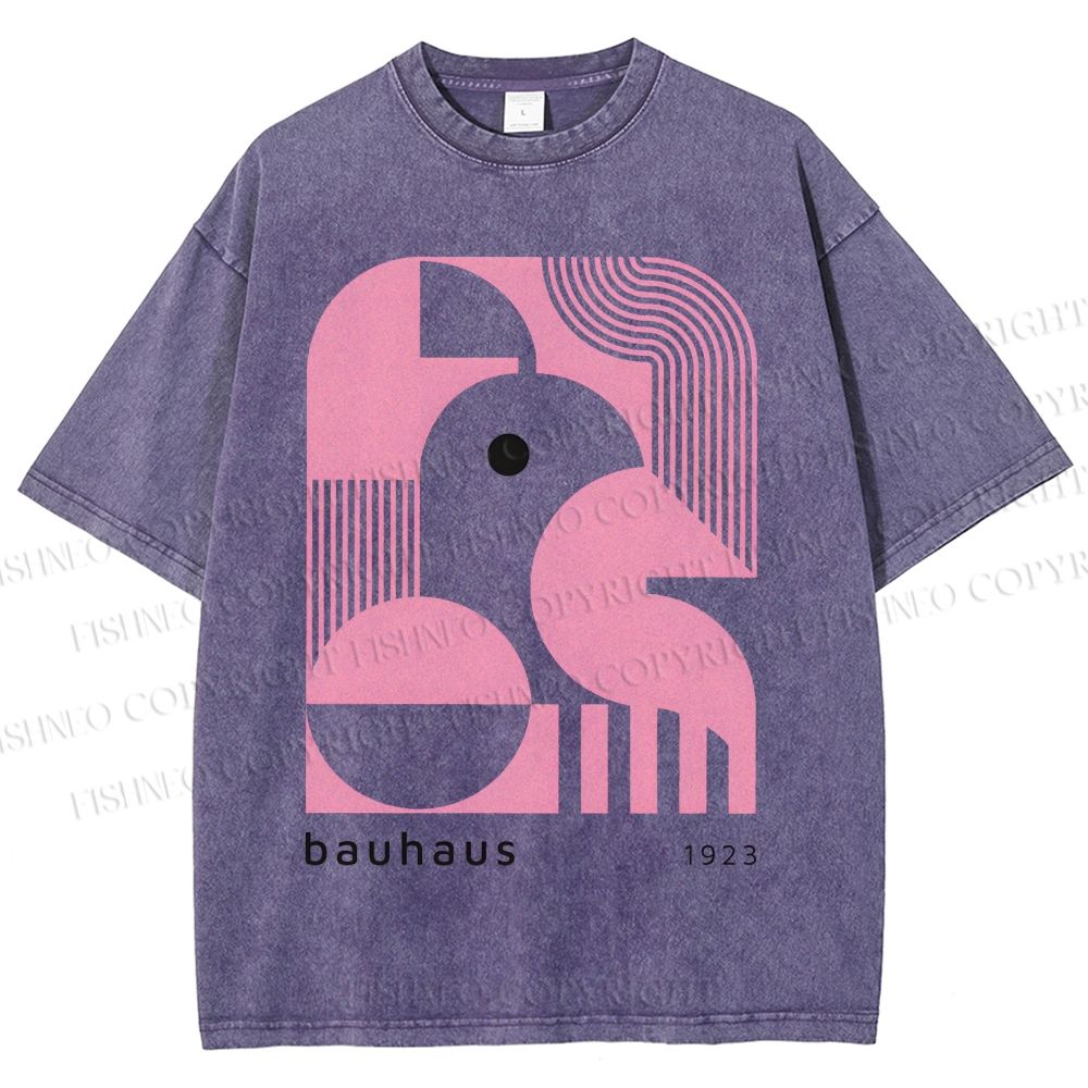 Unisex Bauhaus Art Geometry Printed Washed Tee