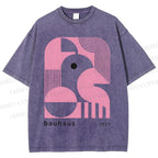 Unisex Bauhaus Art Geometry Printed Washed Tee