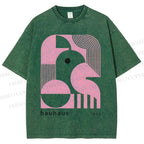 Unisex Bauhaus Art Geometry Printed Washed Tee