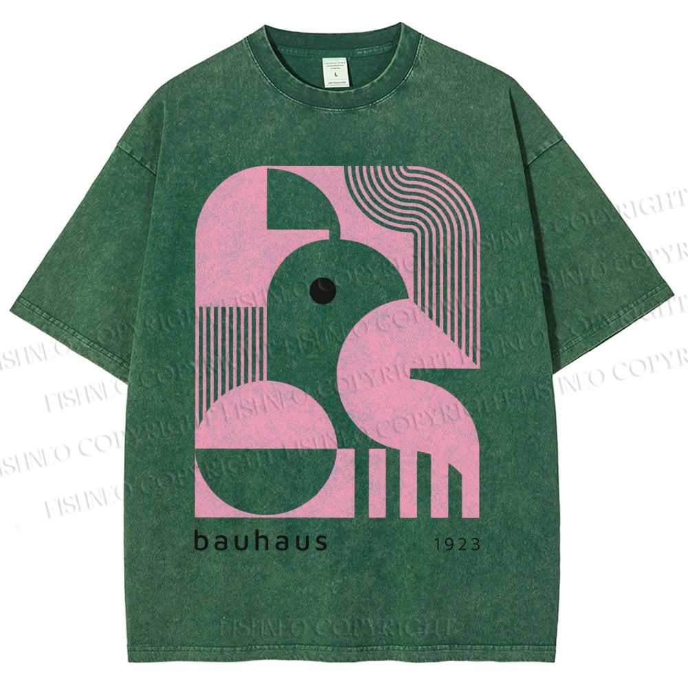 Unisex Bauhaus Art Geometry Printed Washed Tee