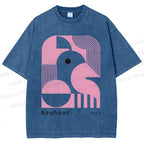Unisex Bauhaus Art Geometry Printed Washed Tee