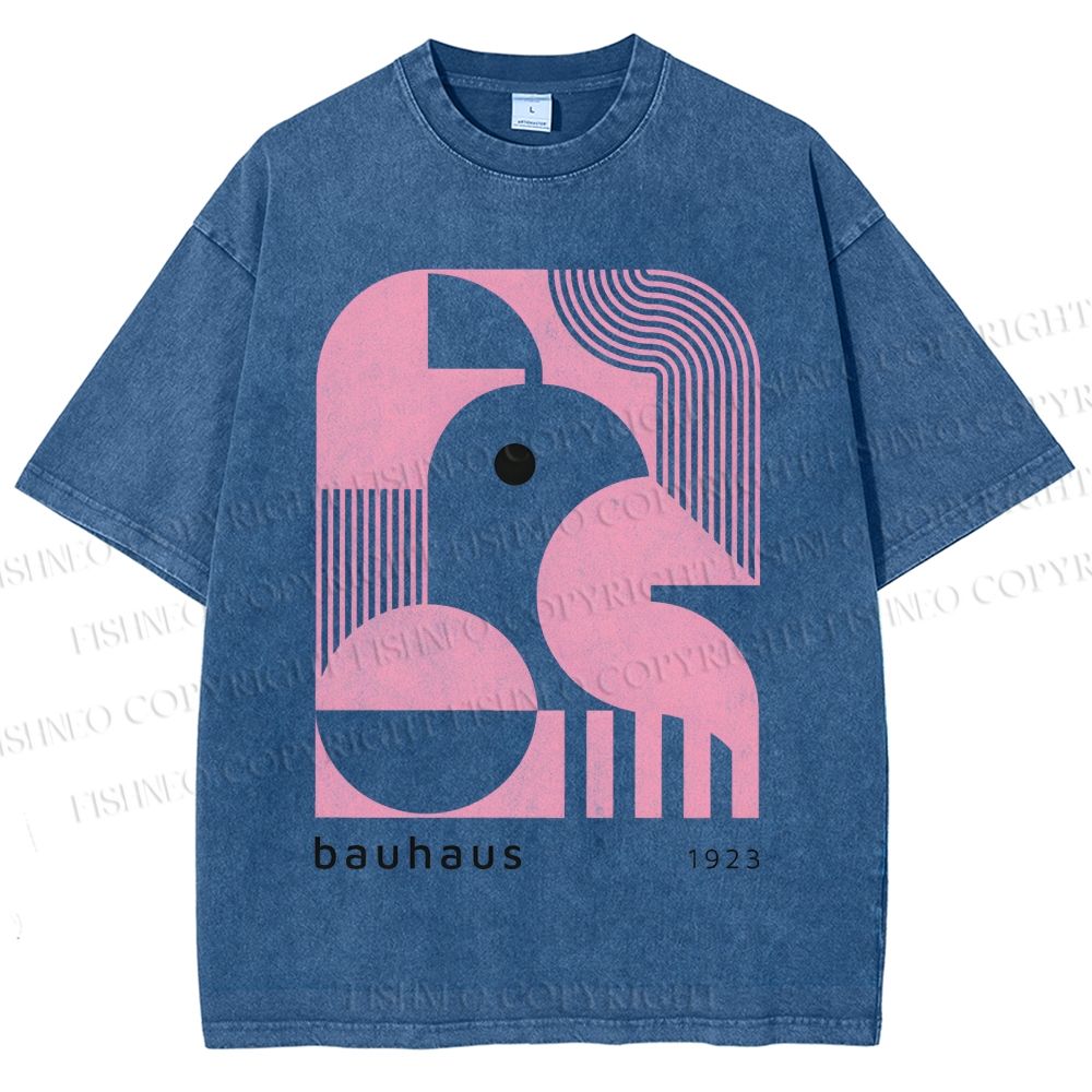 Unisex Bauhaus Art Geometry Printed Washed Tee
