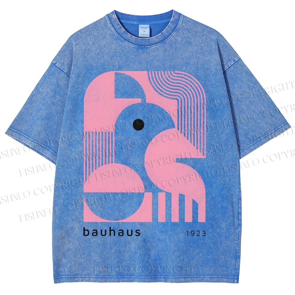 Unisex Bauhaus Art Geometry Printed Washed Tee