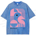 Unisex Bauhaus Art Geometry Printed Washed Tee