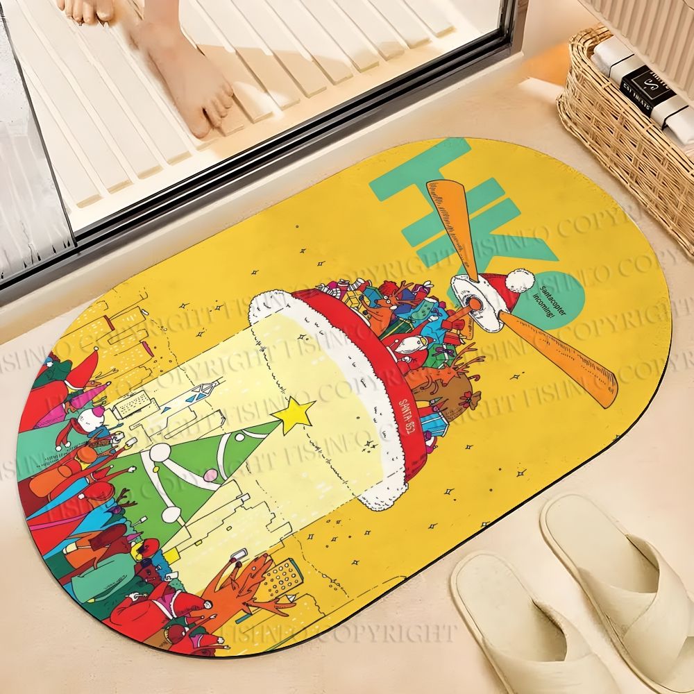 Santacopter Christmas Printed Bath Mat