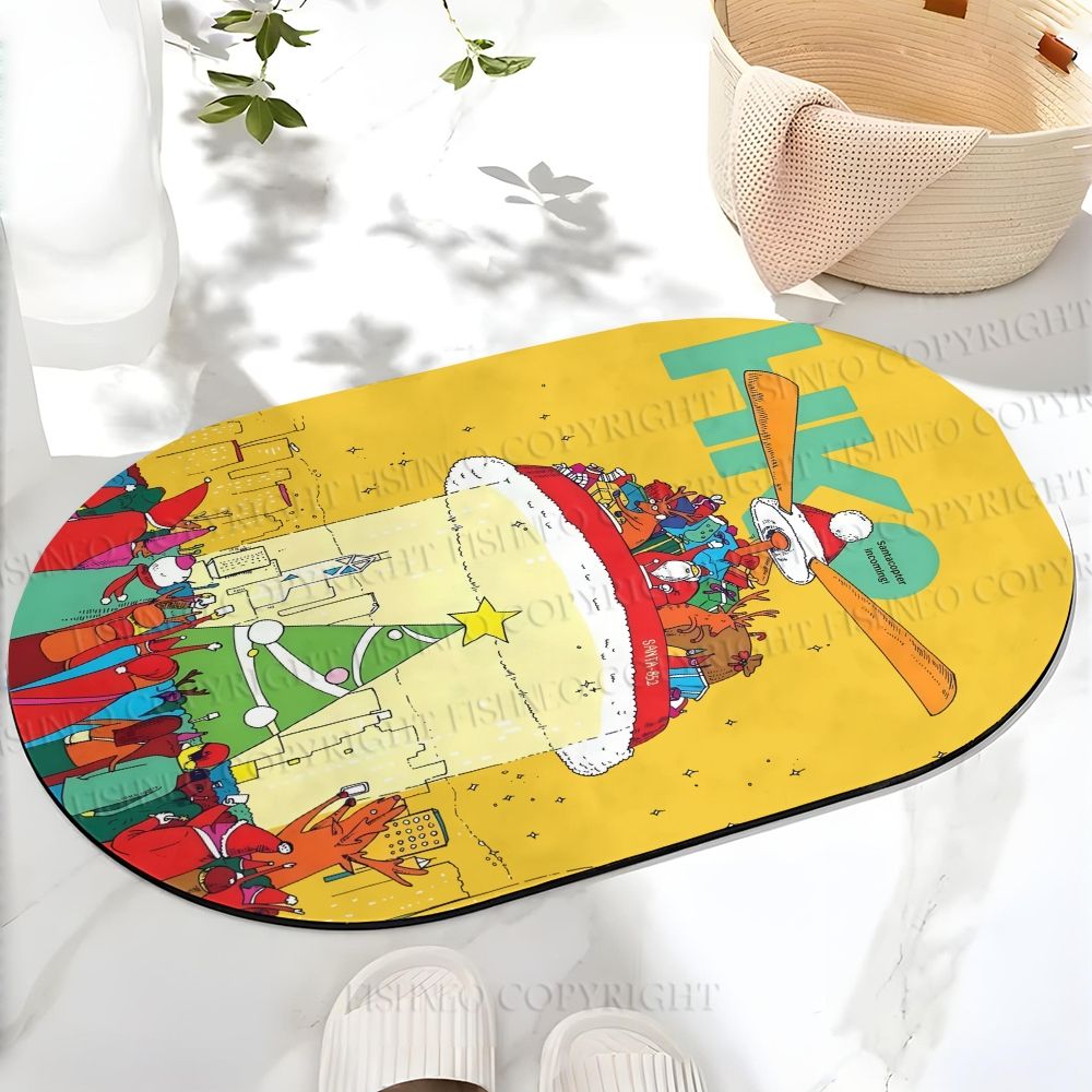 Santacopter Christmas Printed Bath Mat