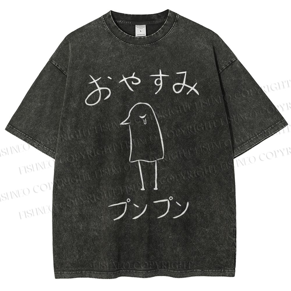 Unisex Oyasumi PunPun Printed Washed Tee