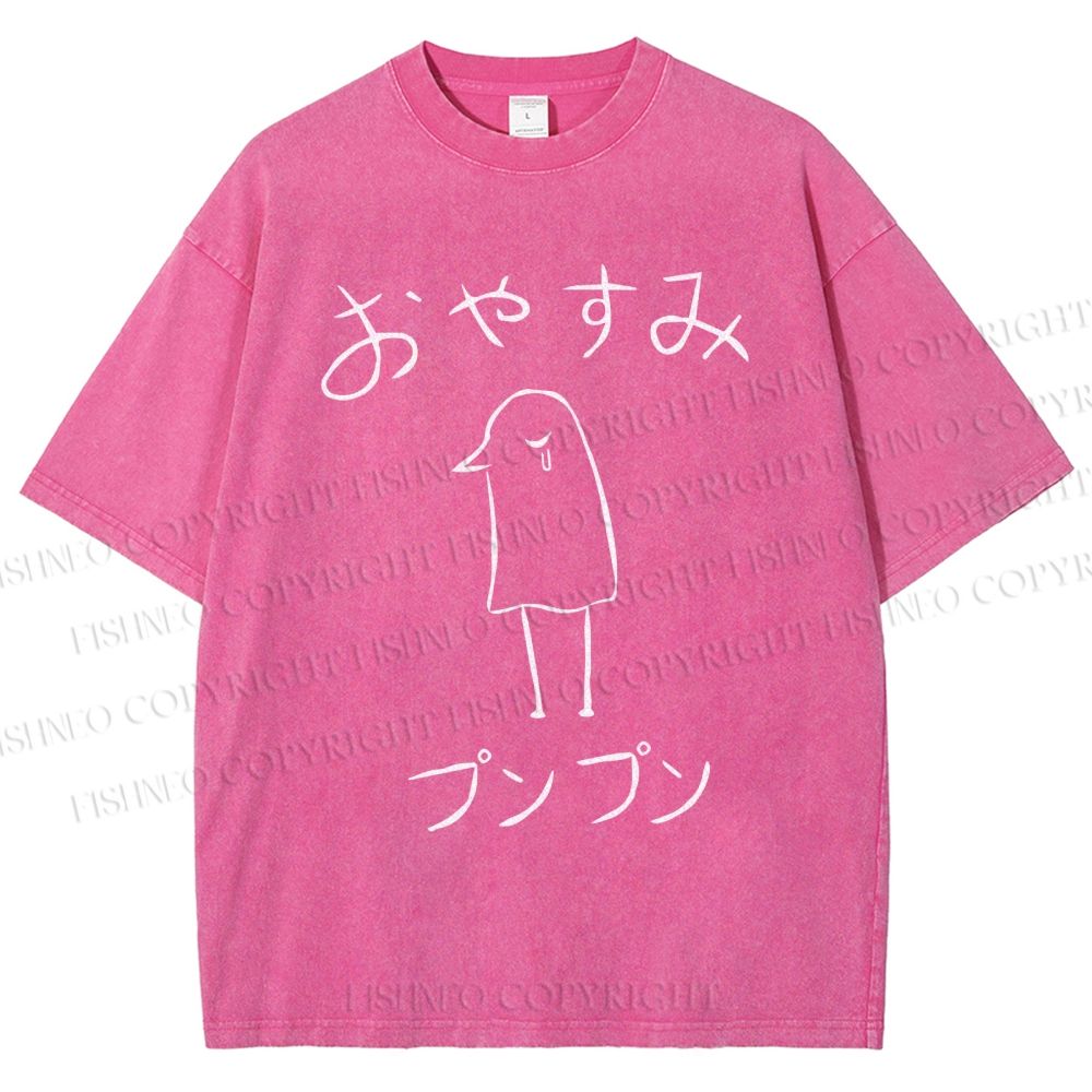 Unisex Oyasumi PunPun Printed Washed Tee