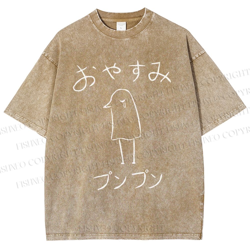 Unisex Oyasumi PunPun Printed Washed Tee