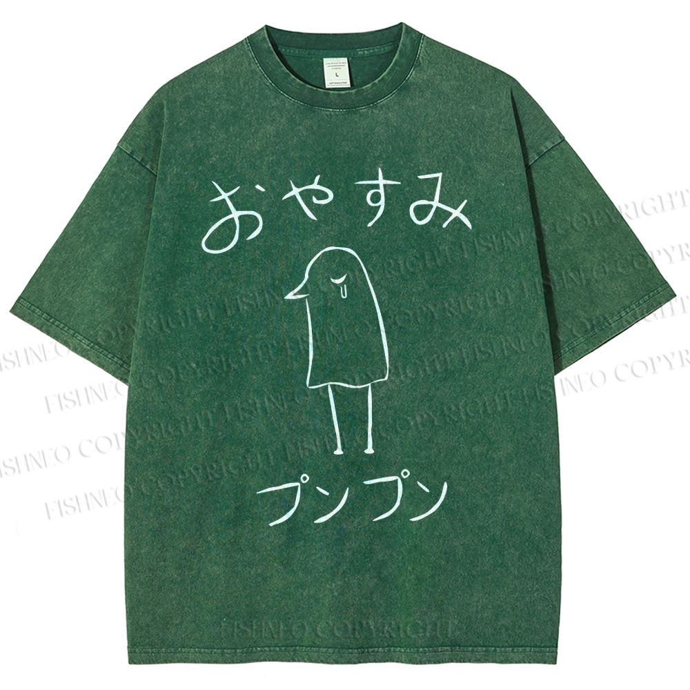 Unisex Oyasumi PunPun Printed Washed Tee