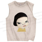 Unisex Yoshitomo Nara Smoking Printed Washed Tank Top
