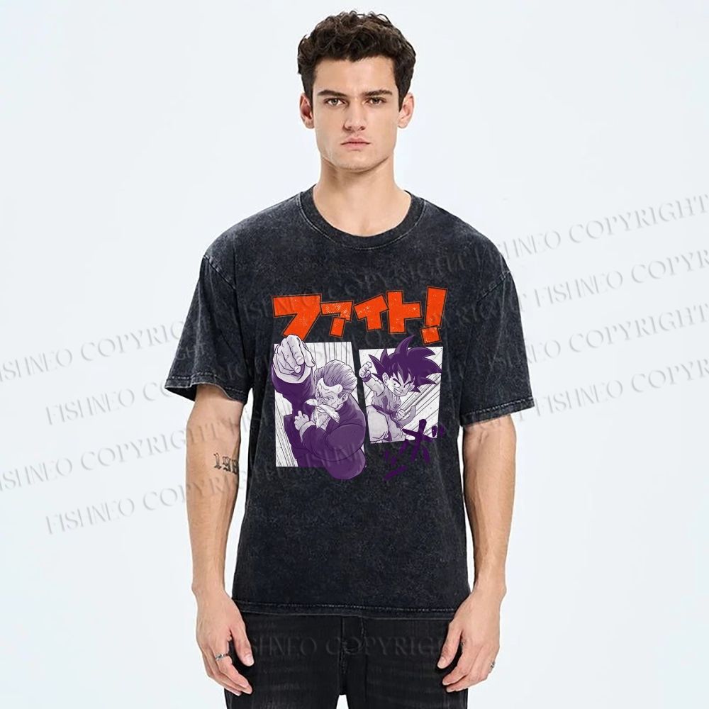 Unisex Master Roshi Goku Printed Washed Tee