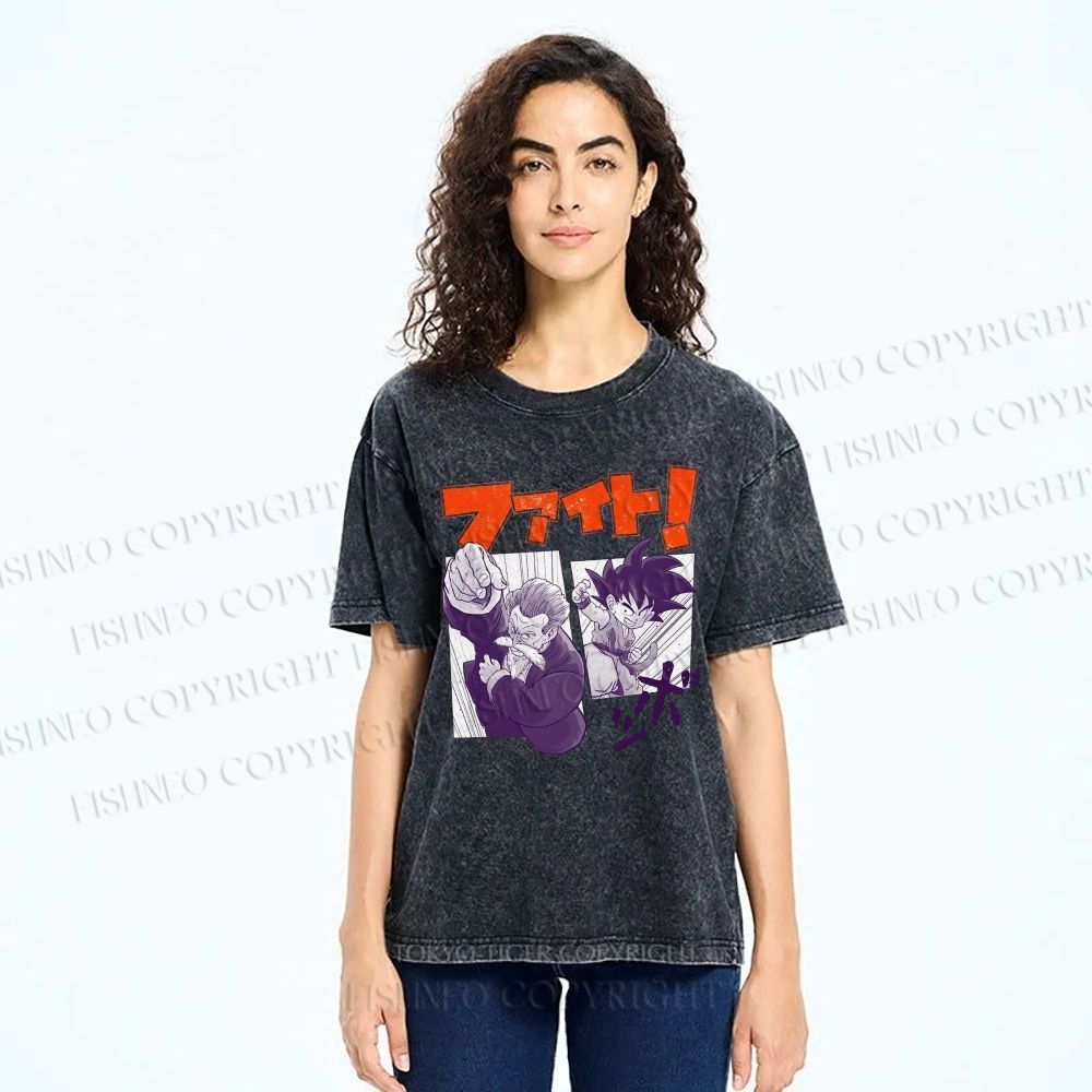 Unisex Master Roshi Goku Printed Washed Tee