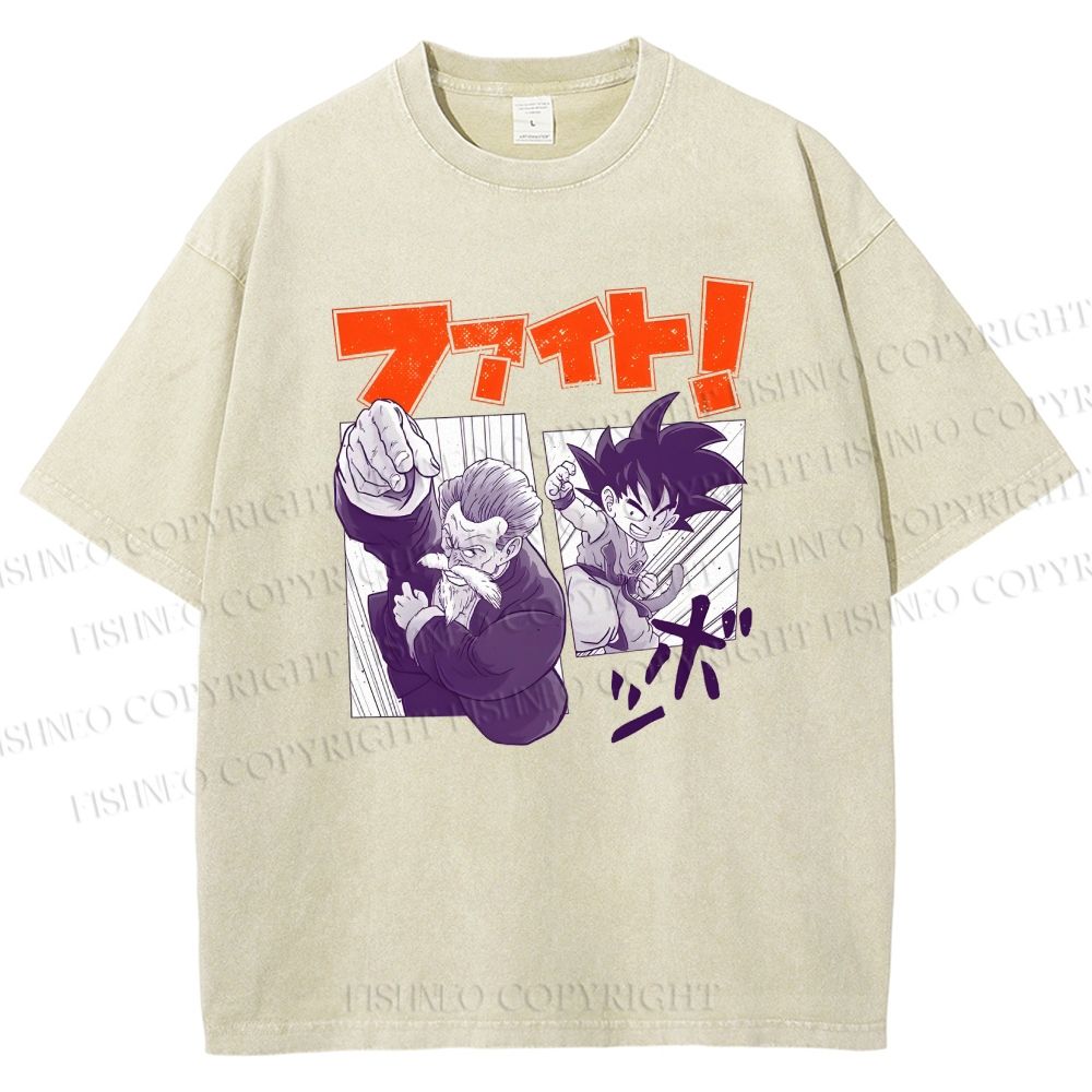 Unisex Master Roshi Goku Printed Washed Tee