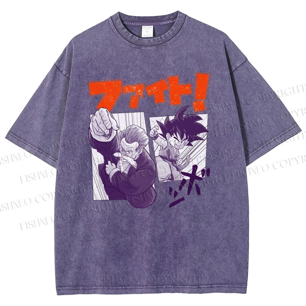 Unisex Master Roshi Goku Printed Washed Tee