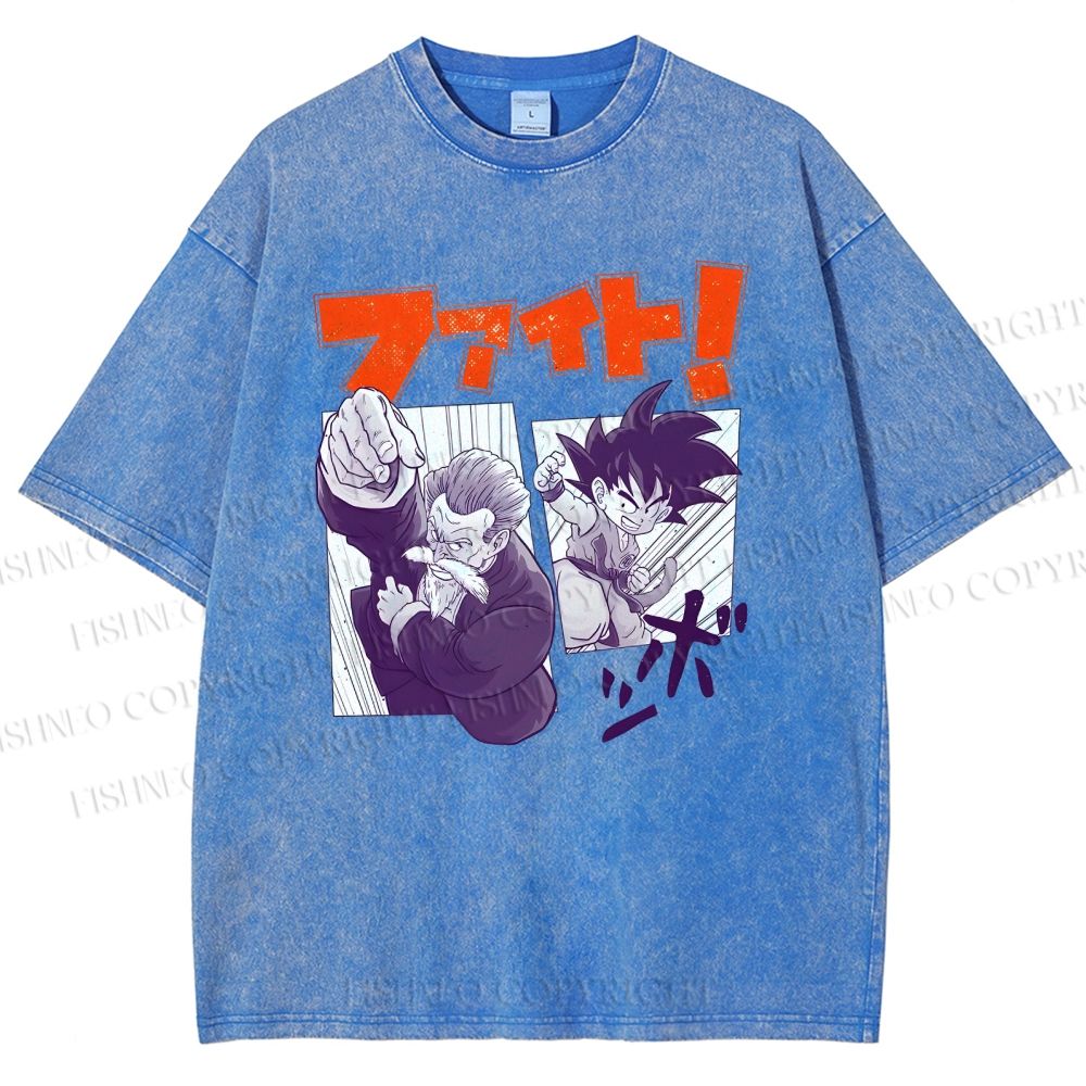Unisex Master Roshi Goku Printed Washed Tee