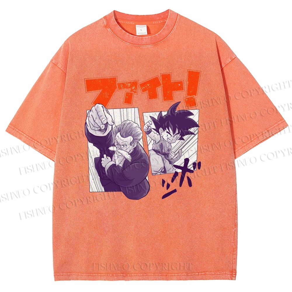Unisex Master Roshi Goku Printed Washed Tee