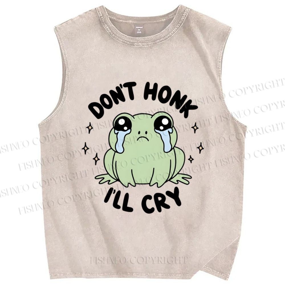 Unisex Don't Honk I'll Cry Printed Washed Tank Top