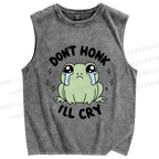 Unisex Don't Honk I'll Cry Printed Washed Tank Top