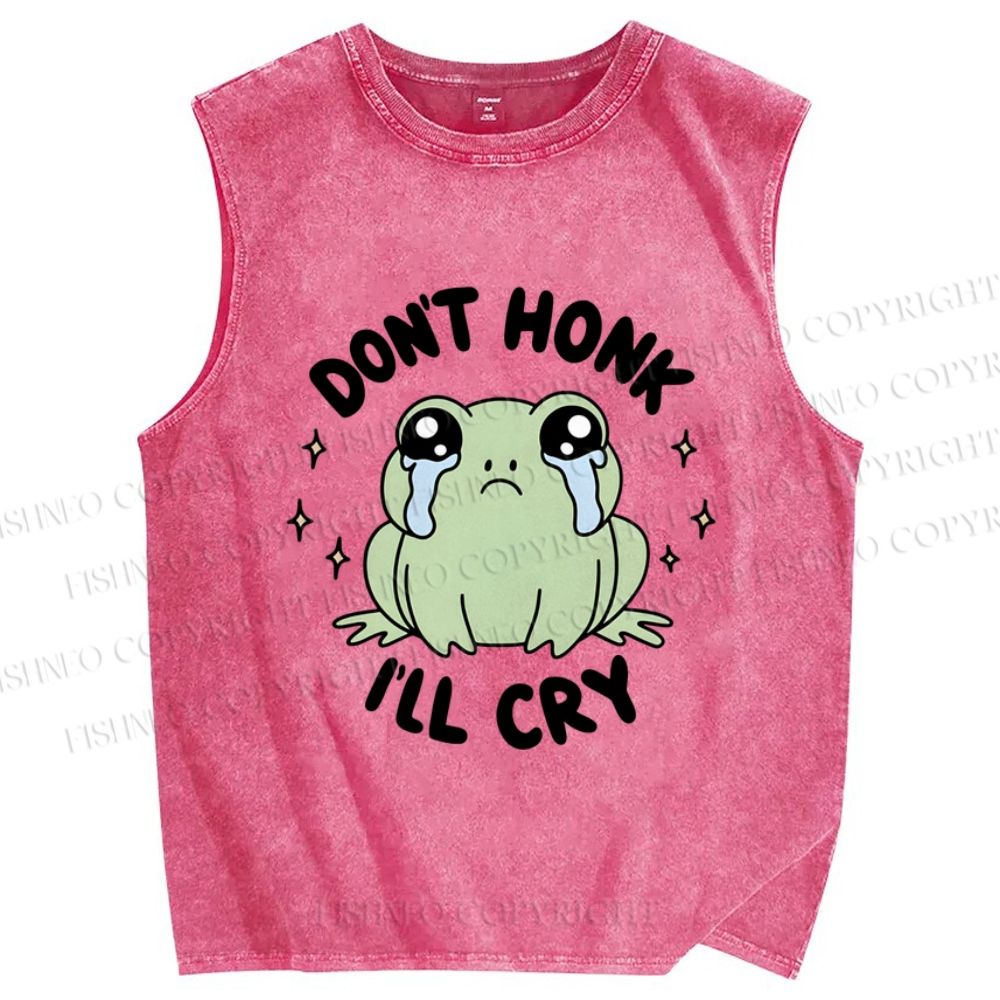 Unisex Don't Honk I'll Cry Printed Washed Tank Top