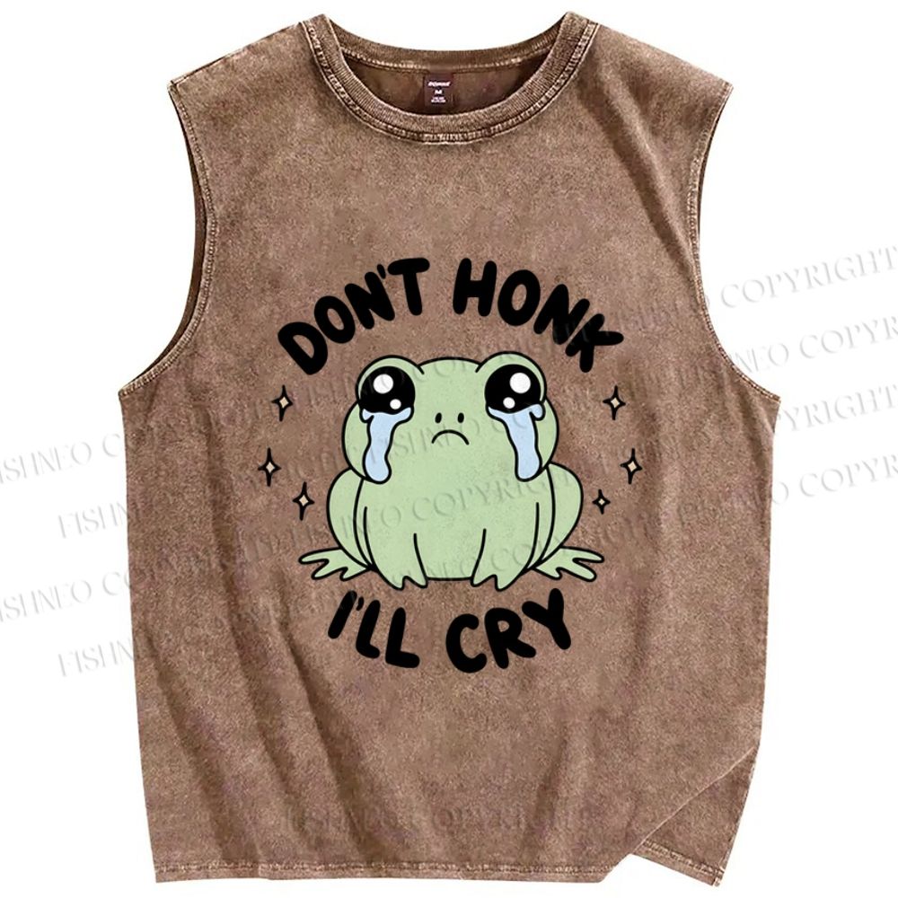 Unisex Don't Honk I'll Cry Printed Washed Tank Top