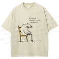 Unisex Funny Cat Sitting Nicely And Quietly Printed Washed Tee