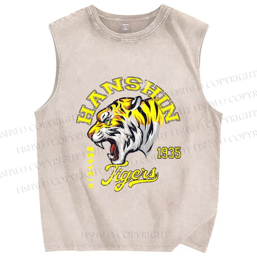 Unisex Hanshin Tiger Printed Washed Tank Top