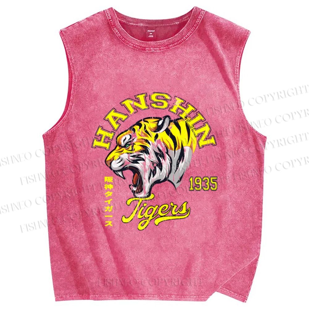 Unisex Hanshin Tiger Printed Washed Tank Top