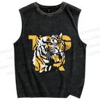 Unisex Screaming Tiger Printed Washed Tank Top