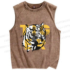 Unisex Screaming Tiger Printed Washed Tank Top