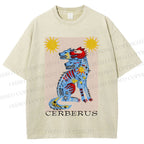 Unisex Cerberus Printed Washed Tee
