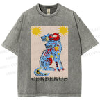 Unisex Cerberus Printed Washed Tee
