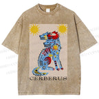 Unisex Cerberus Printed Washed Tee