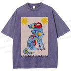 Unisex Cerberus Printed Washed Tee