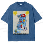 Unisex Cerberus Printed Washed Tee