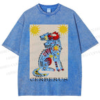 Unisex Cerberus Printed Washed Tee