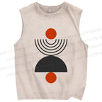 Unisex Geometric Sunrise Printed Washed Tank Top