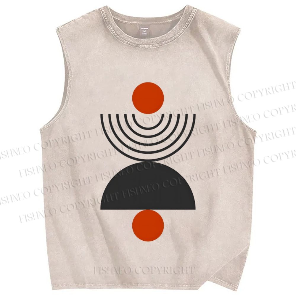 Unisex Geometric Sunrise Printed Washed Tank Top