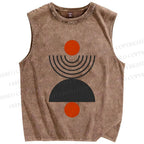 Unisex Geometric Sunrise Printed Washed Tank Top