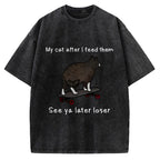 Skateboard Cat Meme Vintage Washed T-shirt