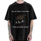 Skateboard Cat Meme Vintage Washed T-shirt