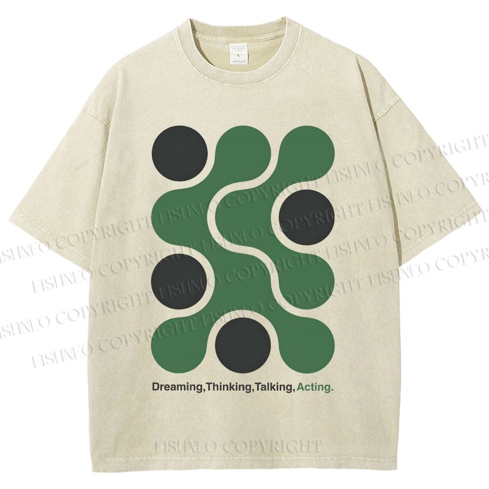 Unisex Art Geometry Printed Washed Tee