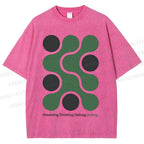 Unisex Art Geometry Printed Washed Tee