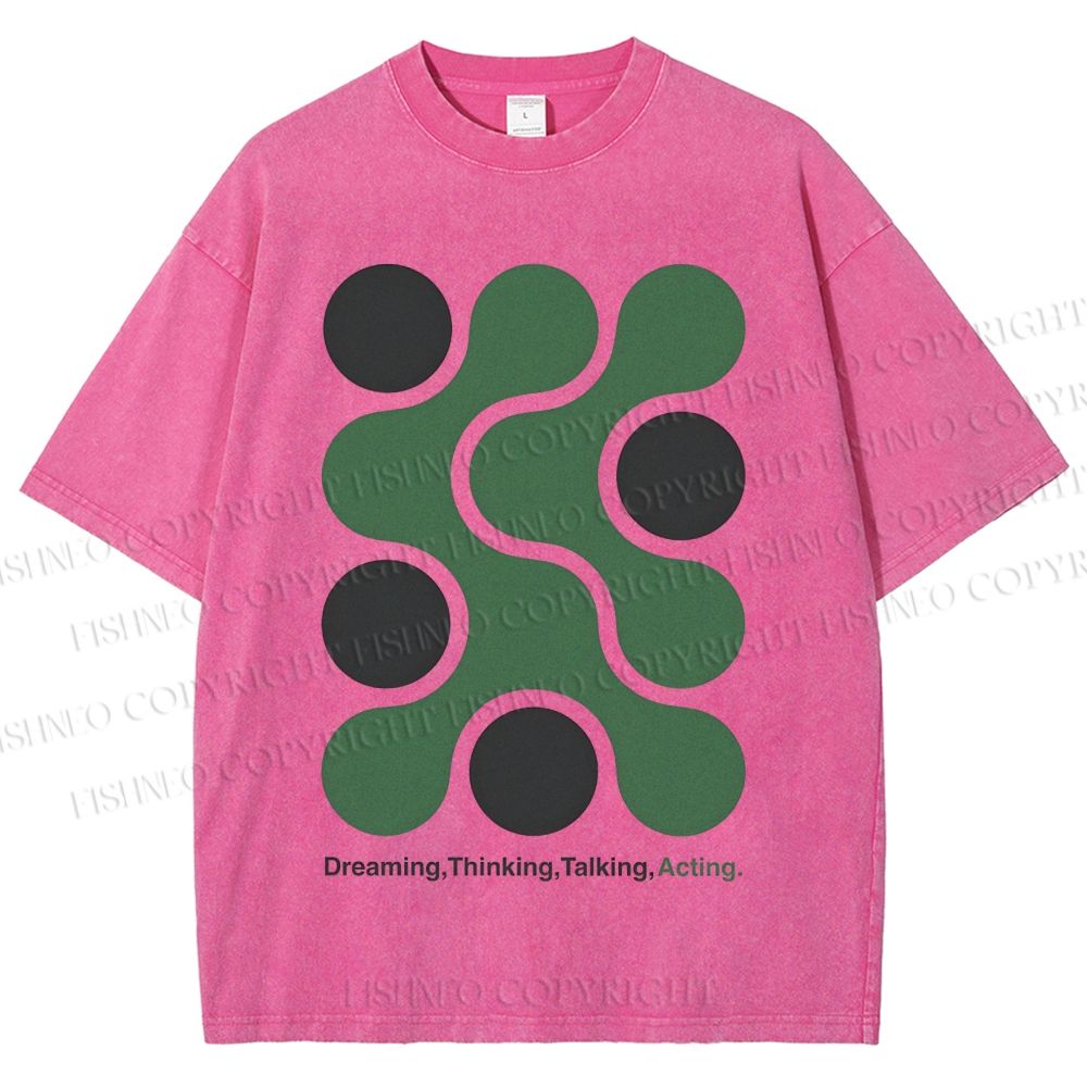 Unisex Art Geometry Printed Washed Tee