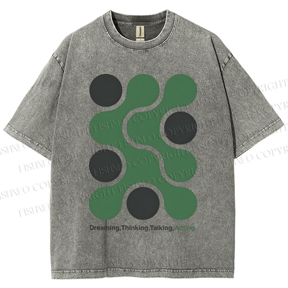 Unisex Art Geometry Printed Washed Tee