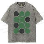 Unisex Art Geometry Printed Washed Tee