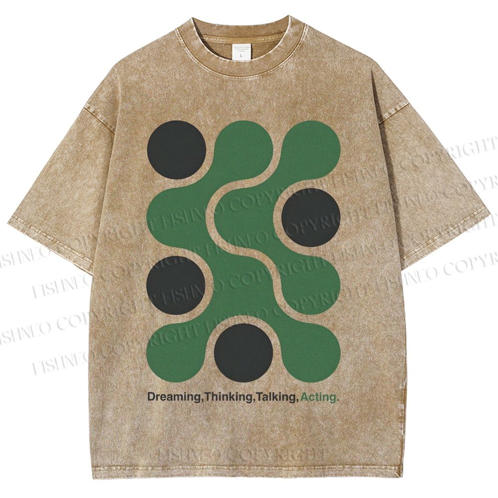 Unisex Art Geometry Printed Washed Tee