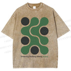 Unisex Art Geometry Printed Washed Tee