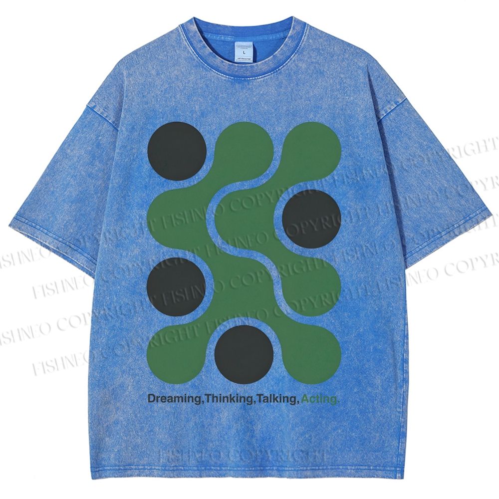 Unisex Art Geometry Printed Washed Tee